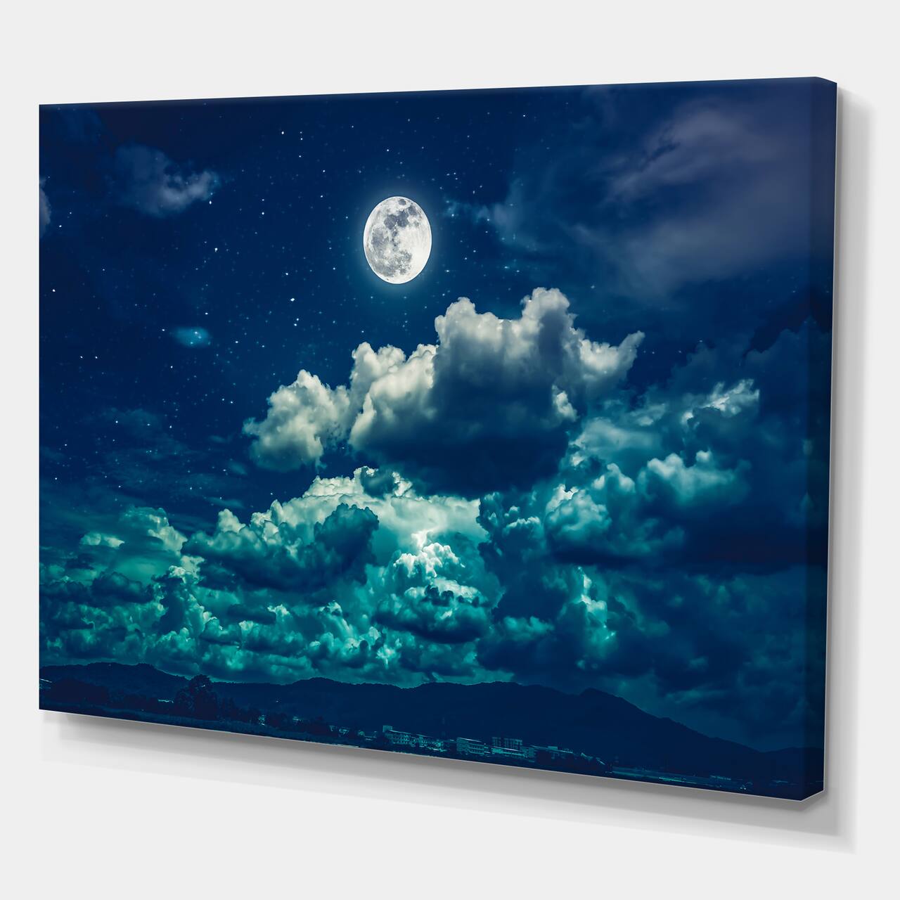 Designart - Full Moon In Cloudy Night Sky II - Nautical & Coastal Canvas Wall Art Print